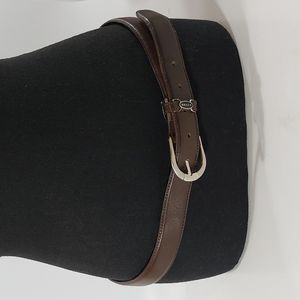 NIKKEN Brown Leather Women's Belt with Silver Tone Buckle